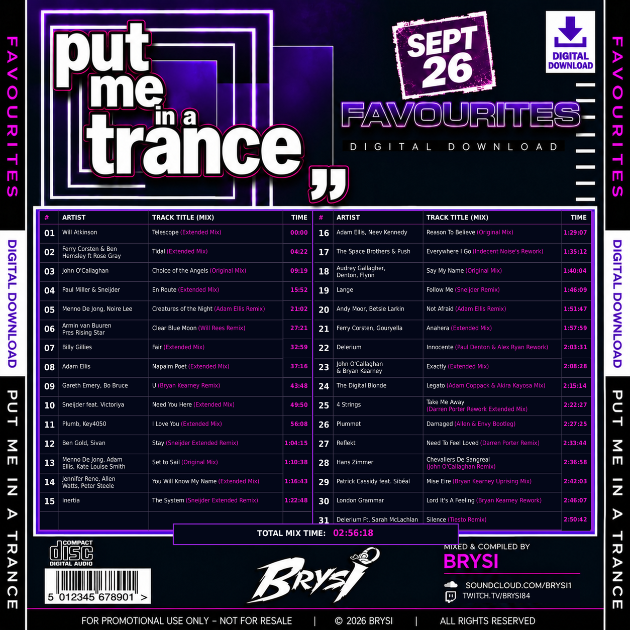 Put Me in a Trance complete tracklist